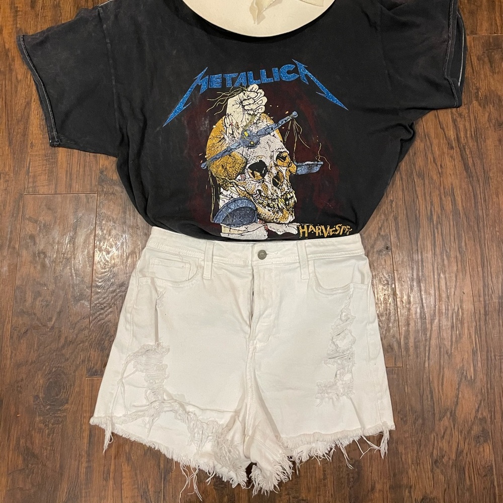 White Hollister distressed high waist shorts